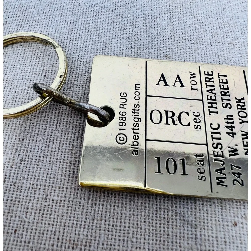Vintage Phantom of the Opera Majestic Theatre Brass Ticket Keychain 1986 RUG